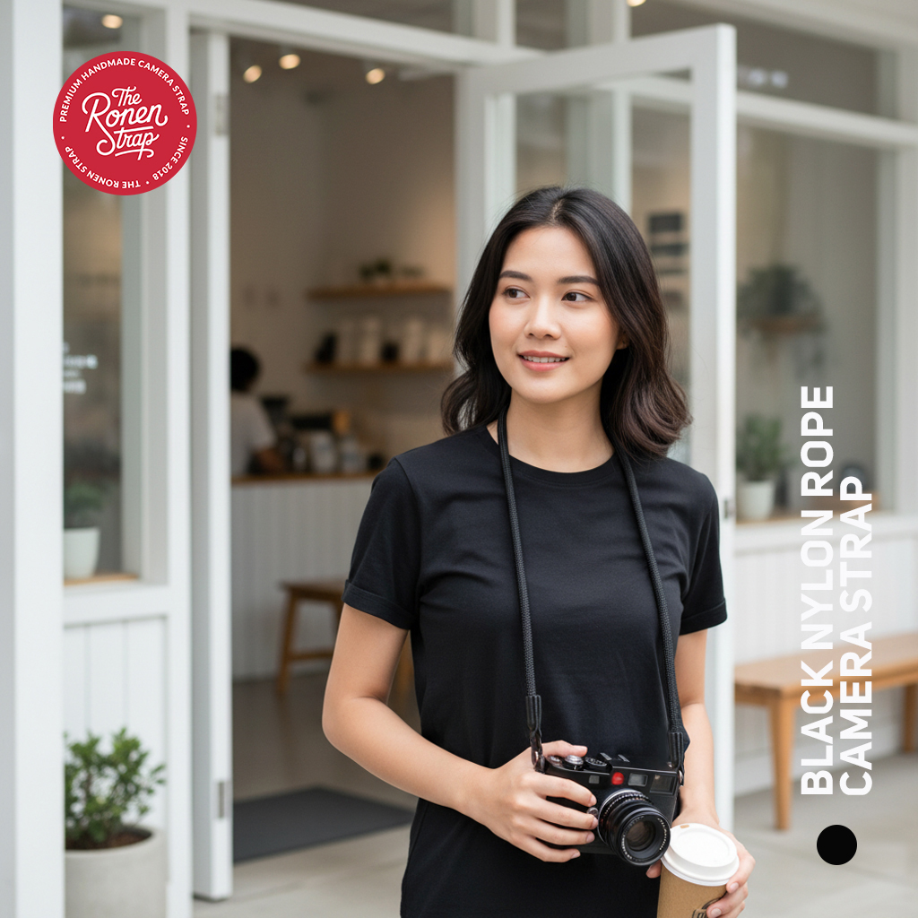 Black handmade Nylon Rope Camera Strap for Neck & Shoulder - Image 10