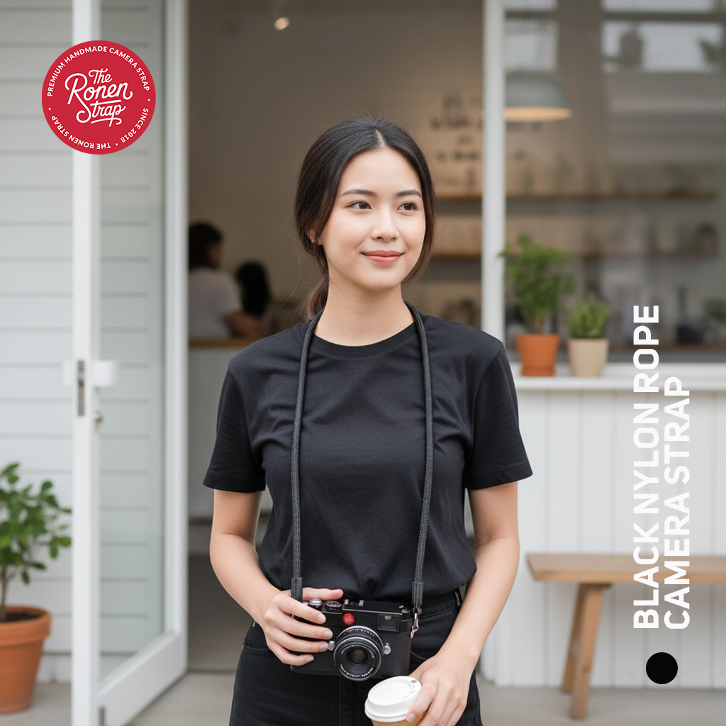 Black handmade Nylon Rope Camera Strap for Neck & Shoulder - Image 14