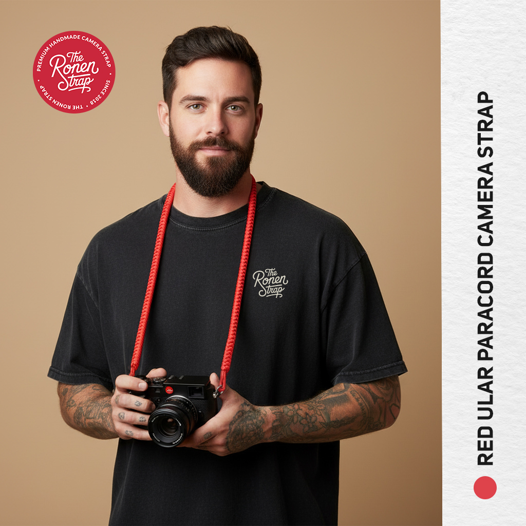 The Ronen Strap Red ular paracord camera strap