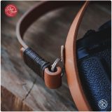 Leather camera strap for neck and shoulder - Honey color - Image 7