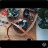 Leather camera strap for neck and shoulder - Honey color - Image 11
