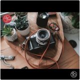 Leather camera strap for neck and shoulder - Honey color - Image 12