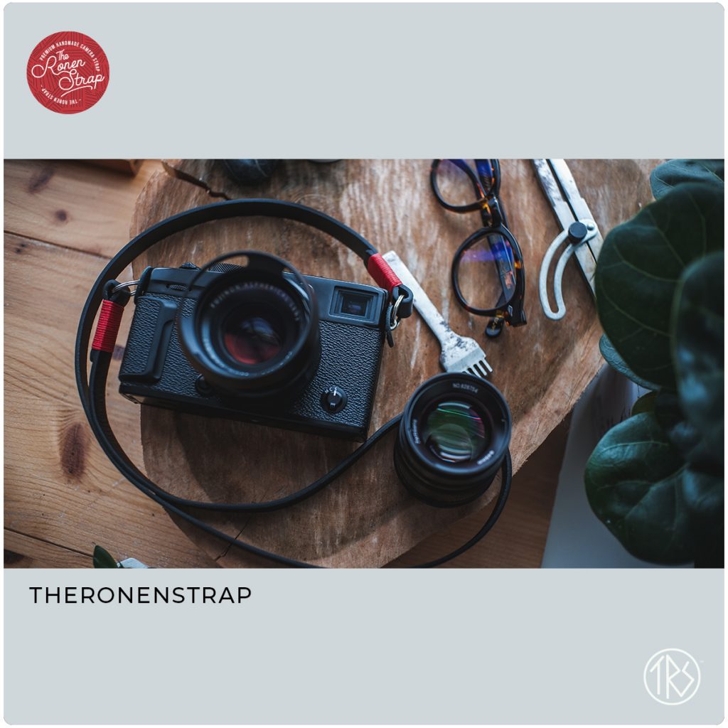 Thread Camera Strap Leather camera strap for neck and shoulder - Black with Red thread