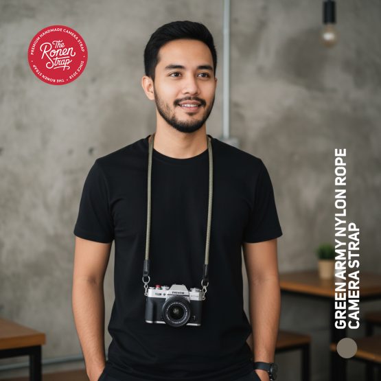 Green Khaki Nylon Rope Camera Strap for Shoulder & Neck - Image 2