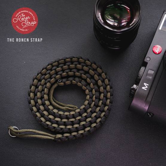 PREMIUM HANDMADE COBRA PARACORD CAMERA STRAP FOR SHOULDER & NECK (BLACK WITH GREEN ARMY) - Image 4