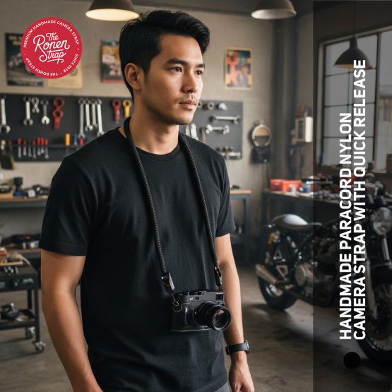 TRS HANDMADE PARACORD NYLON CAMERA STRAP WITH QUICK RELEASE FOR SHOULDER & NECK - BLACK - Image 10