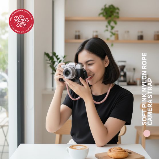 SOFT PINK NYLON ROPE CAMERA STRAP FOR SHOULDER NECK, LANYARD FOR MIRRORLESS FUJIFILM LEICA SONY NIKON CANON - Image 7