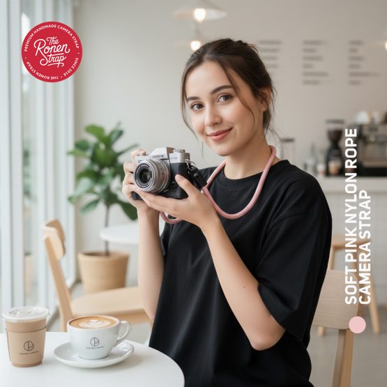 SOFT PINK NYLON ROPE CAMERA STRAP FOR SHOULDER NECK, LANYARD FOR MIRRORLESS FUJIFILM LEICA SONY NIKON CANON - Image 9