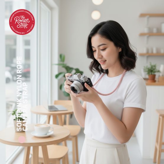 SOFT PINK NYLON ROPE CAMERA STRAP FOR SHOULDER NECK, LANYARD FOR MIRRORLESS FUJIFILM LEICA SONY NIKON CANON - Image 10