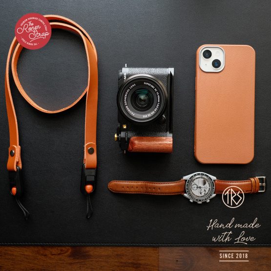 Premium Handcrafted leather camera strap with bean Quick Release for Fujifilm, Sony, Leica, Nikon in Saddle Tan - Image 6
