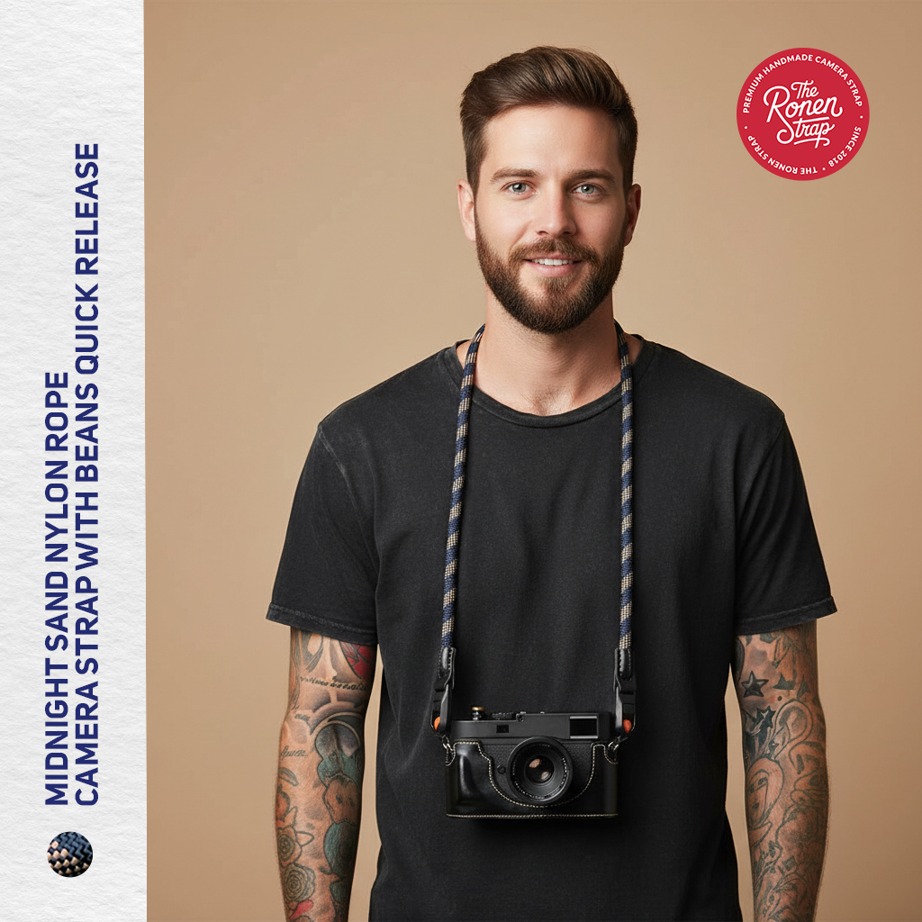 The Ronen Strap Midnight Sand Nylon Rope Camera Strap