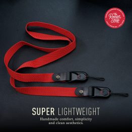 Zephyr Series - Red Nylon Webbing & Black Leather camera strap with Peak Design quick release