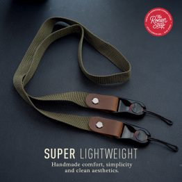 Zephyr Series - Green Army Nylon & Tan Leather camera strap with Peak Design quick release