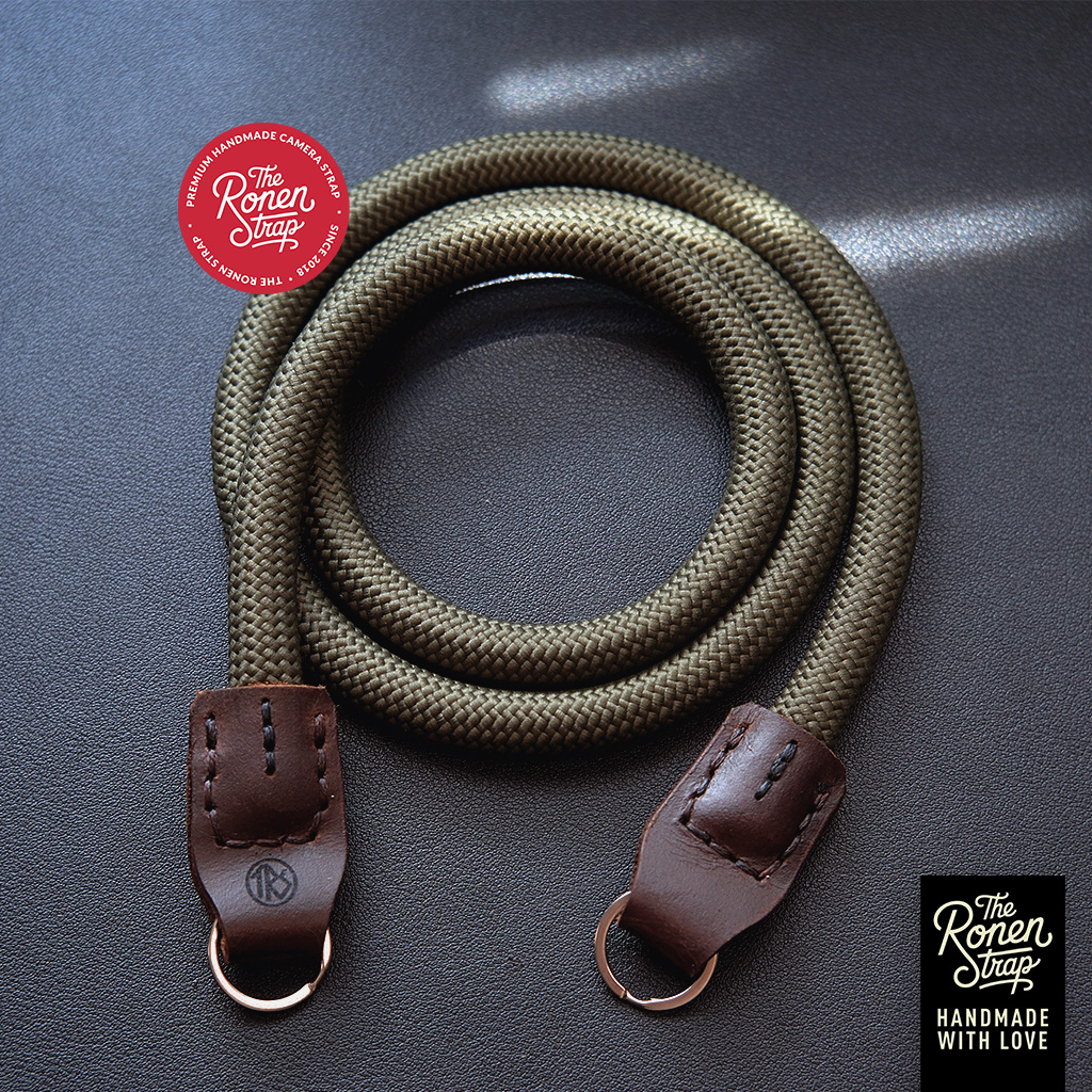 The Ronen Strap Tsuchi Olive Nylon Rope Camera