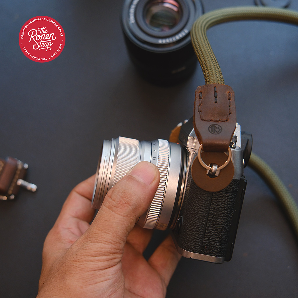 The Ronen Strap Tsuchi Olive Nylon Rope Camera