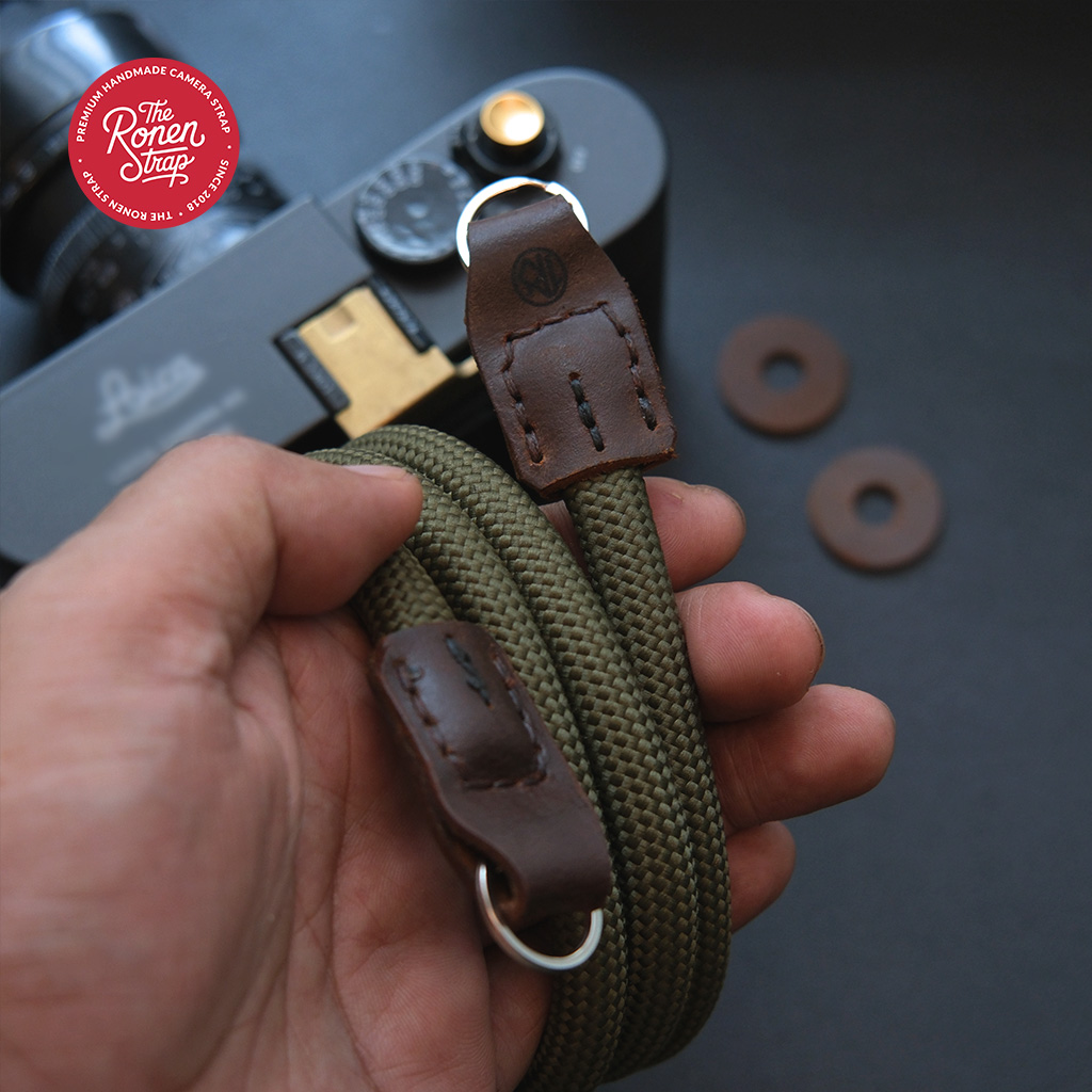 The Ronen Strap Tsuchi Olive Nylon Rope Camera