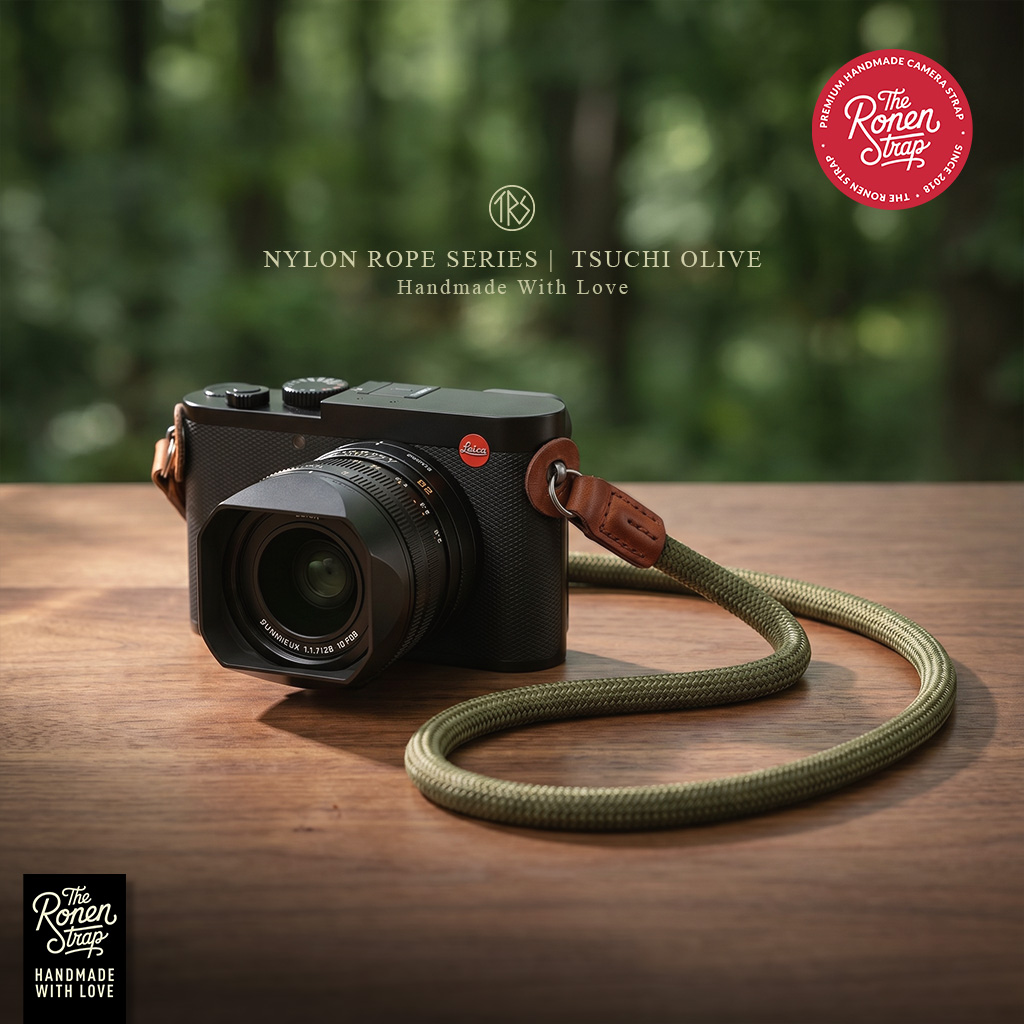 The Ronen Strap Tsuchi Olive Nylon Rope Camera